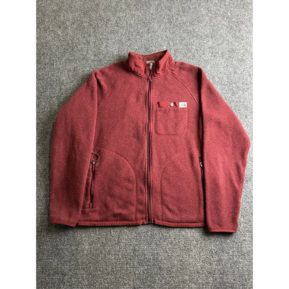 Mens The North Face Full Zip Sweatshirt Burgundy, Size M